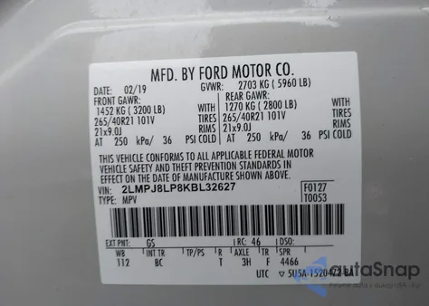 2019 Lincoln Nautilus Reserve from USA, damaged, VIN 2LMPJ8LP8KBL32627